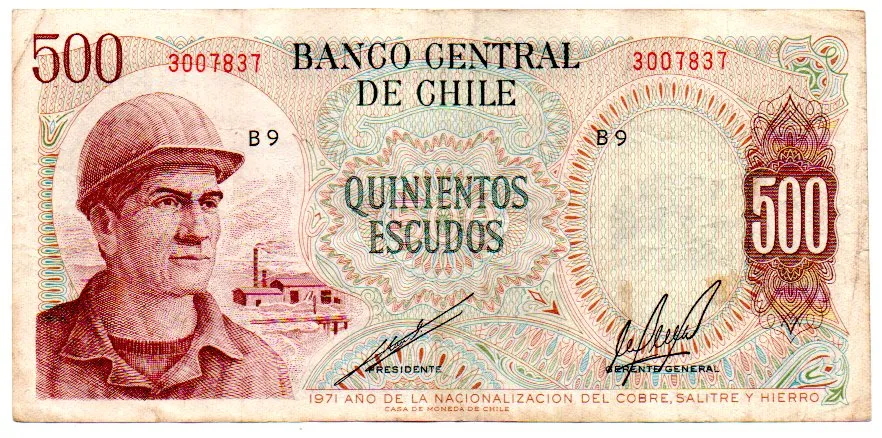 Chile - 500 Escudos - Cédula Estrangeira - MBC