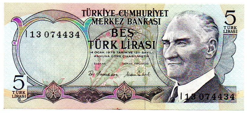 Turquia - 5 Lira - Cédula Estrangeira - MBC/SOB