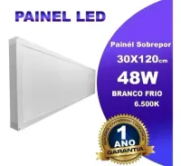 Luminaria Painel Led  Sobrepor 48w 30x120cm  preto - Foto 8