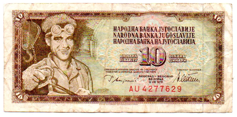 Iugoslávia - 10 Dinara - Cédula Estrangeira - BC