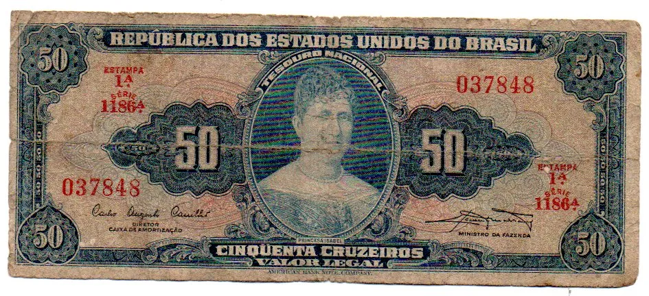 C028 - 50 Cruzeiros - 1° Estampa - Série 1186 - Princesa Isabel - Data: 1961 - UTG