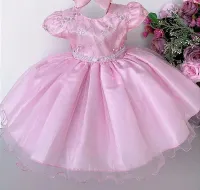 Vestido Festa Rosa P M G Bebê Mariê