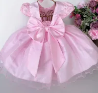 Vestido Festa Rosa P M G Bebê Mariê - Foto 3