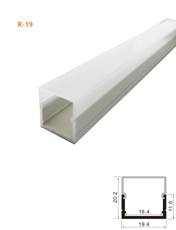 R-19 Perfil de Sobrepor para Fita de Led ( Pintura Branca Fosco ) Tampa Leitosa Imagem