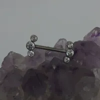 MAMILO CLUSTER em TITÂNIO  com 3 PEDRAS 1.6mm TIT14 - Foto 3