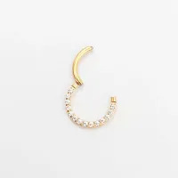 Argola Slim em Titânio PVD DOURADO  CRAVEJADA ZIRCONIA FRONTAL Clicker 1.2mm  TIT22 - Foto 3
