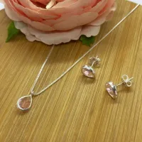 Conjunto de Prata 950 - Gota Rosa - CJT202 - Foto 2