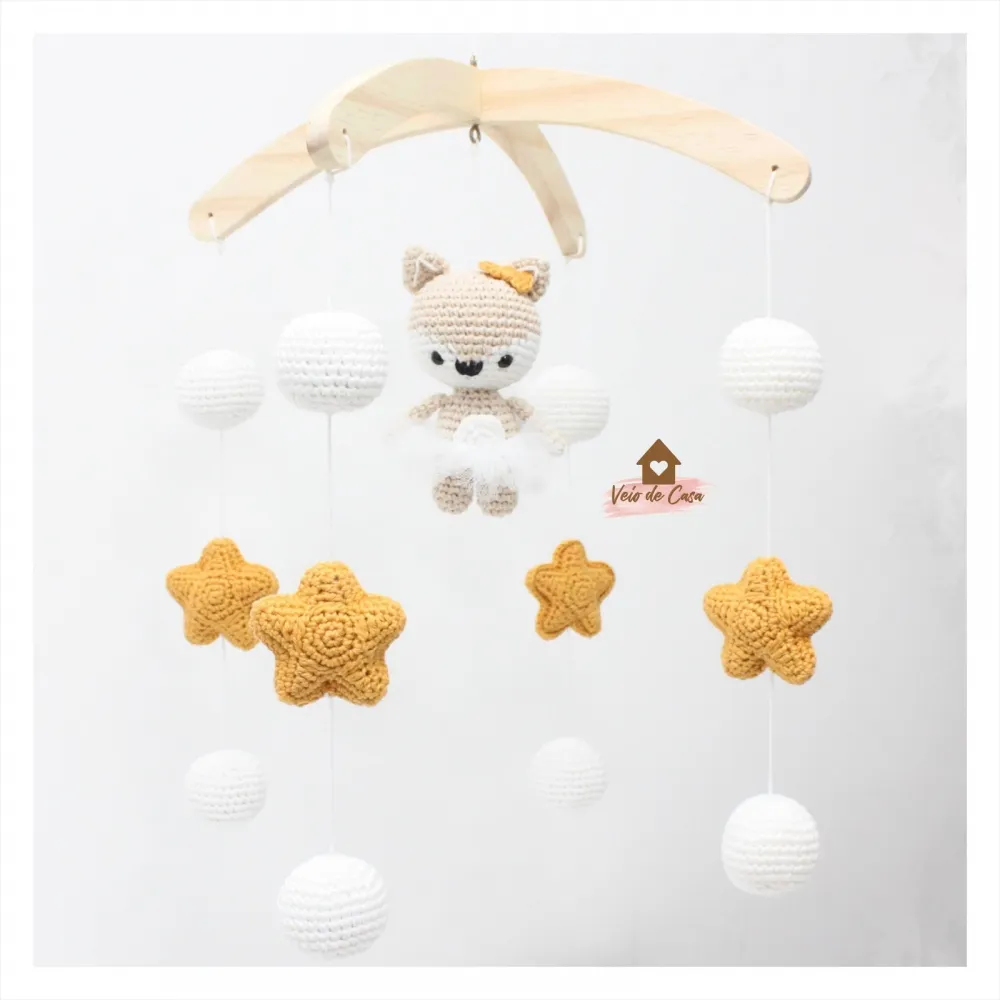 Móbile Raposa Bailarina - Bolinhas + Estrelas Imagem