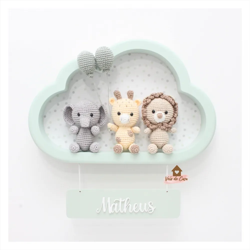 Trio Safari - Nuvem G Colorida - Porta Maternidade Imagem