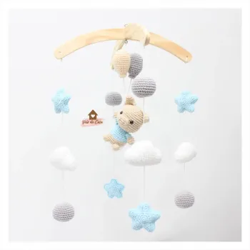 Móbile Porquinho com Balões - Nuvens + Bolinhas + Estrelas - Foto 2