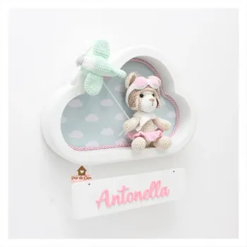 Ursinha Aviadora - Nuvem P Branca - Porta de Maternidade - Foto 2