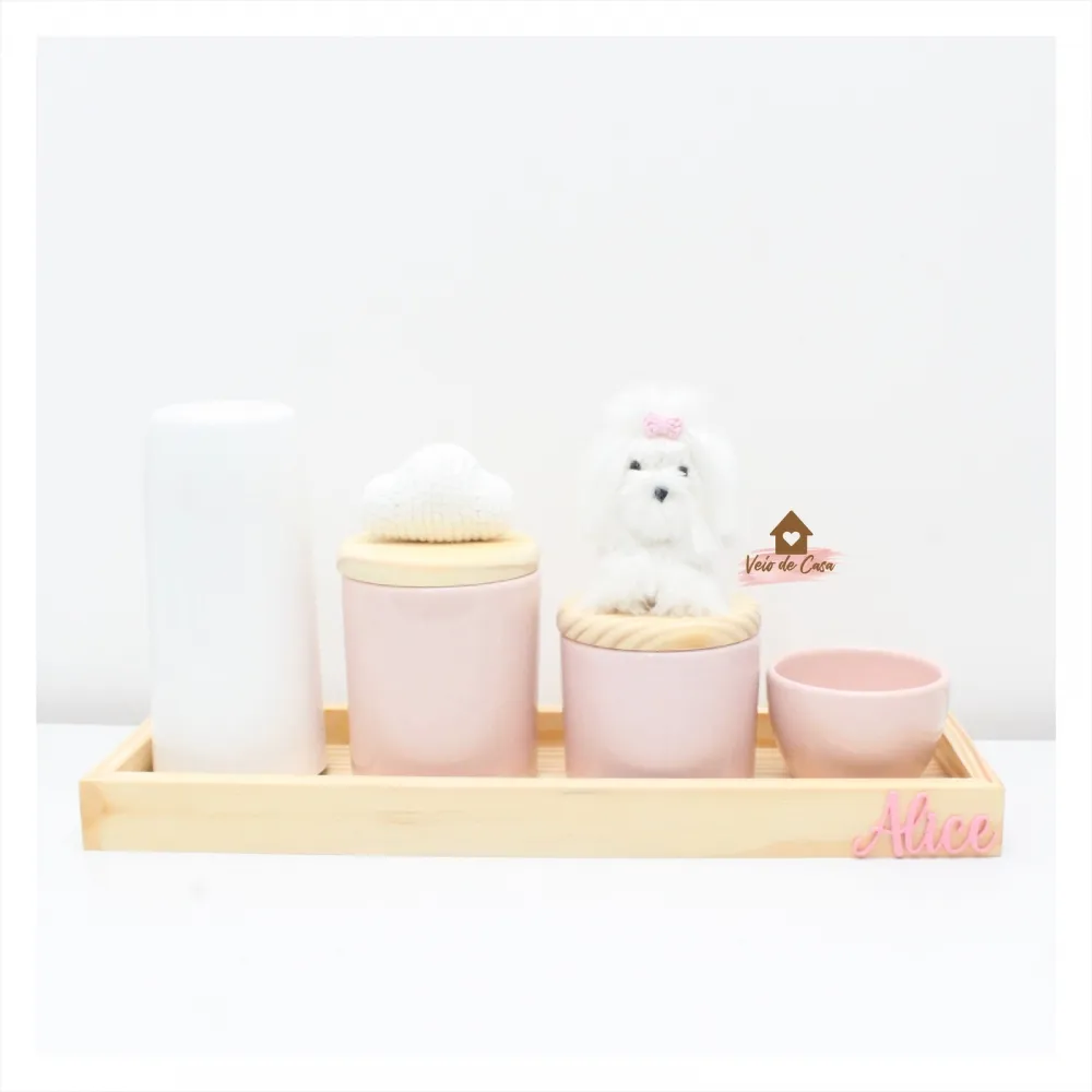 Pet + Nuvem - Kit Higiene - 5 peças - Colorido - Bandeja Retangular