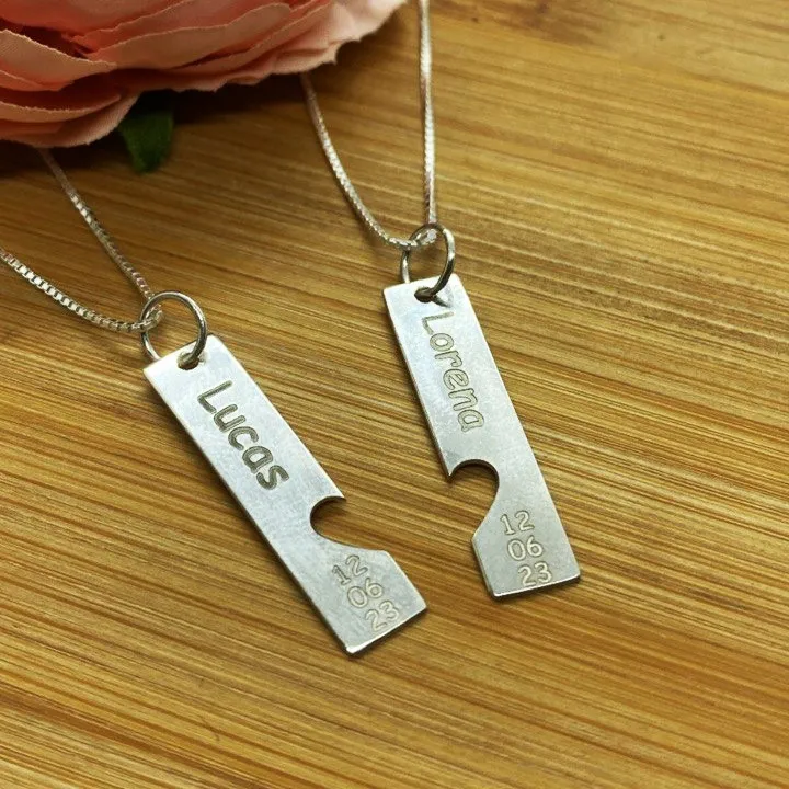 Pingente Personalizado de Prata 950 para Casal -  PI246