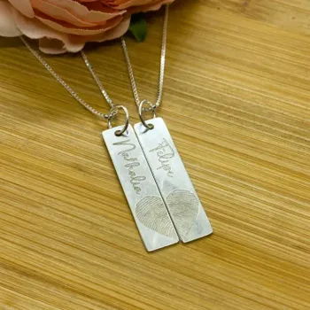 Pingente Personalizado de Prata 950 para Casal - DIGITAIS  - PI244 - Foto 2