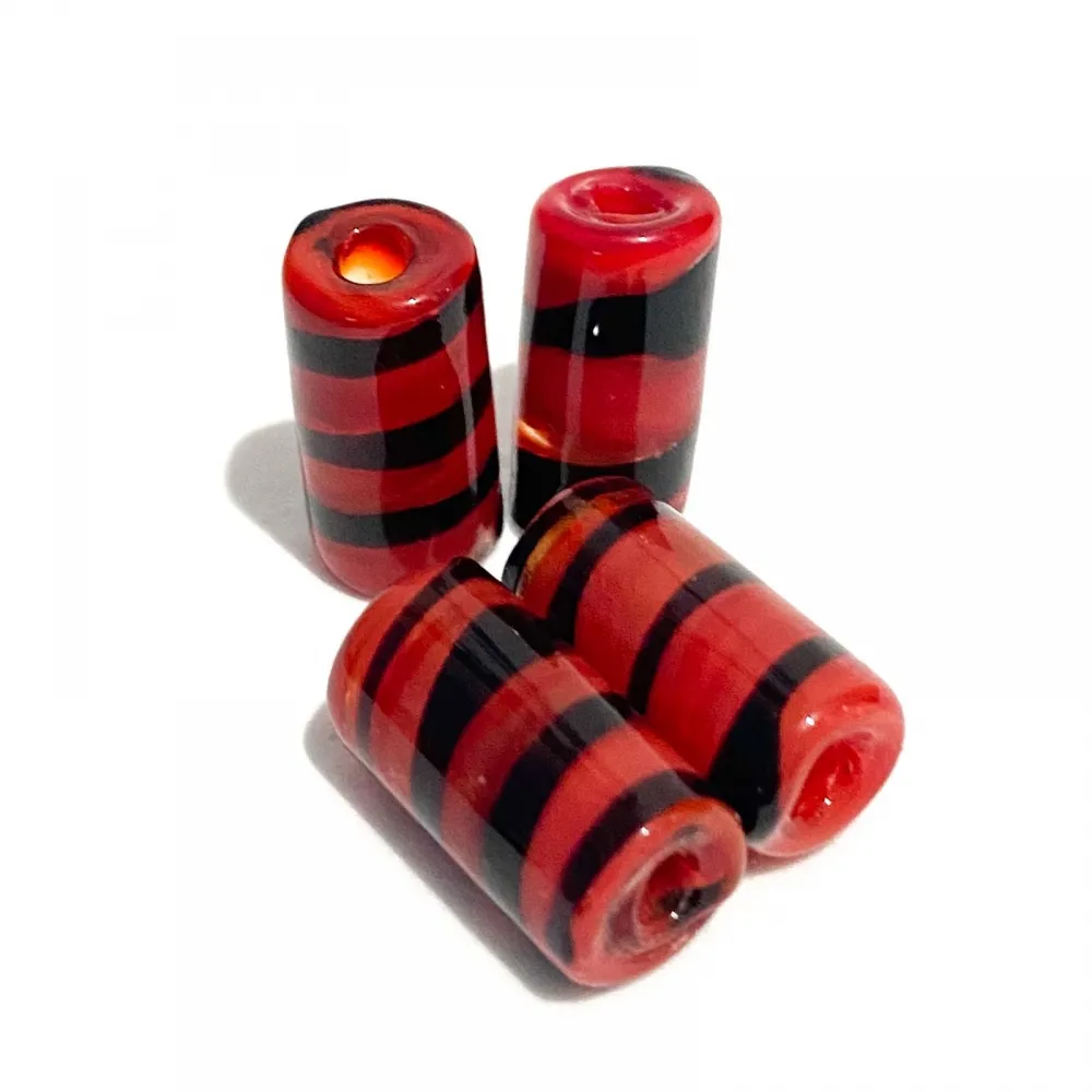 Firma de murano Listradas Preta e Vermelha