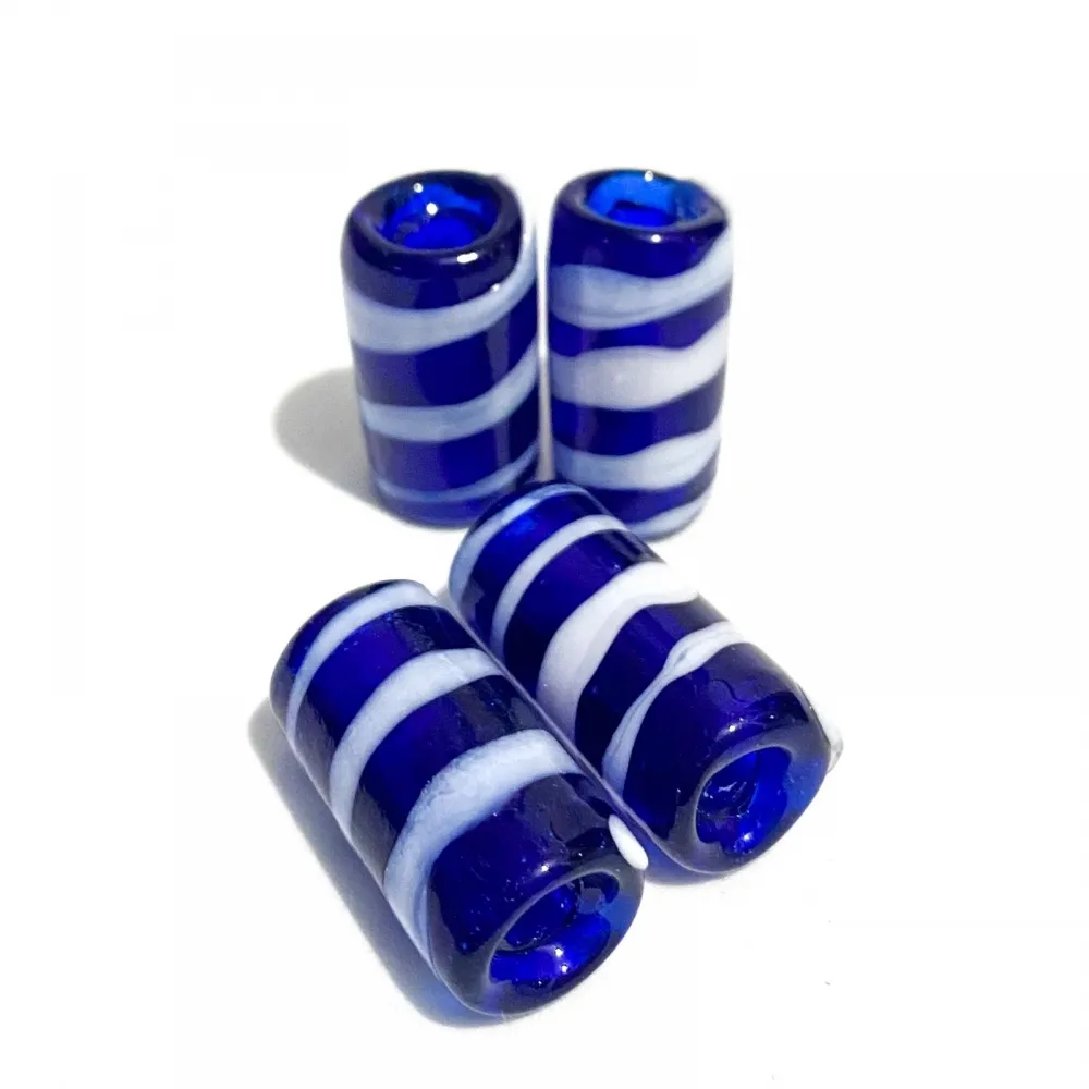 Firma de murano Listradas Azul Escura e Branca Imagem