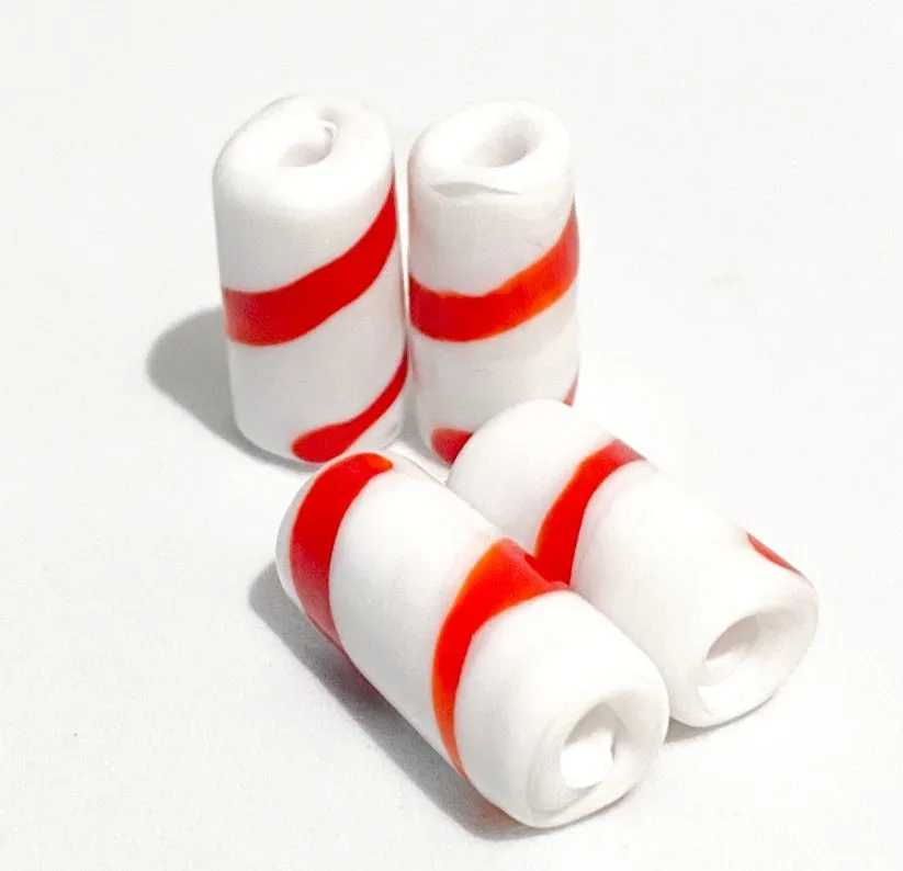 Firma de murano Listradas Branca e Vermelha Imagem