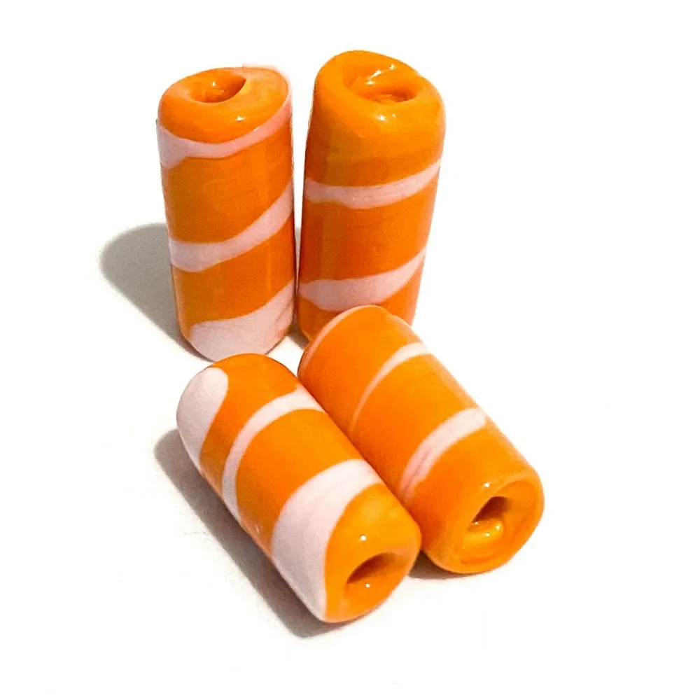 Firma de murano Listradas Laranja e Branca Imagem