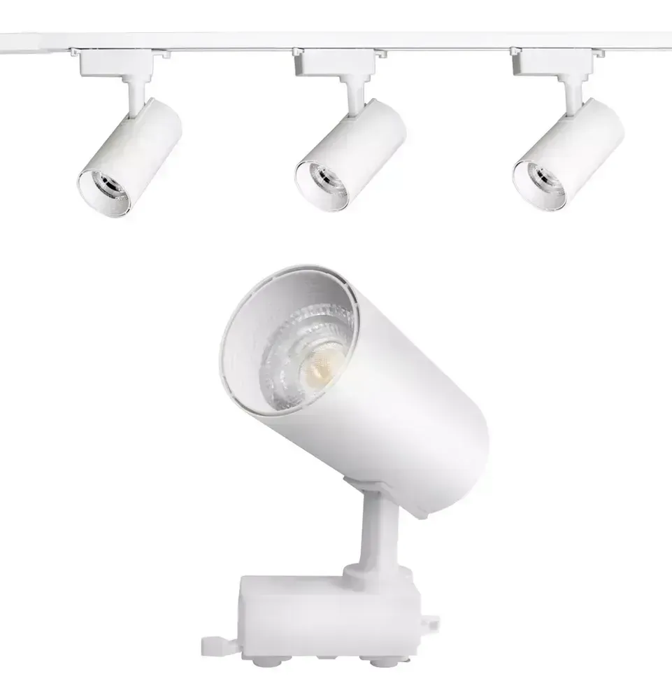 Trilho Eletrificado 1 metro com 3 spot trilho 25w branco - kit/conjunto Imagem