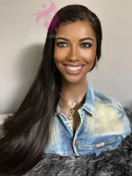 tamanho G. HUMANA Versão Liso 75 cm 400 gramas Lace Front HD humana AlBan cabelo brasileiro repartição LivreBig®  - Foto 2