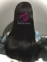 tamanho G. HUMANA Versão Liso 75 cm 400 gramas Lace Front HD humana AlBan cabelo brasileiro repartição LivreBig®  - Foto 19
