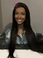 tamanho G. HUMANA Versão Liso 75 cm 400 gramas Lace Front HD humana AlBan cabelo brasileiro repartição LivreBig®  - Foto 23