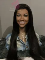 tamanho G. HUMANA Versão Liso 75 cm 400 gramas Lace Front HD humana AlBan cabelo brasileiro repartição LivreBig®  - Foto 14