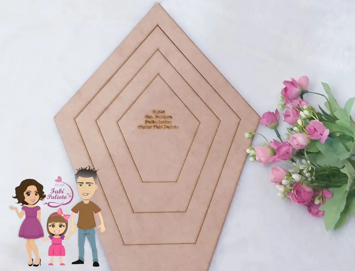 G1.348  Gabarito de Moldes em MDF Moldura Balão Junino