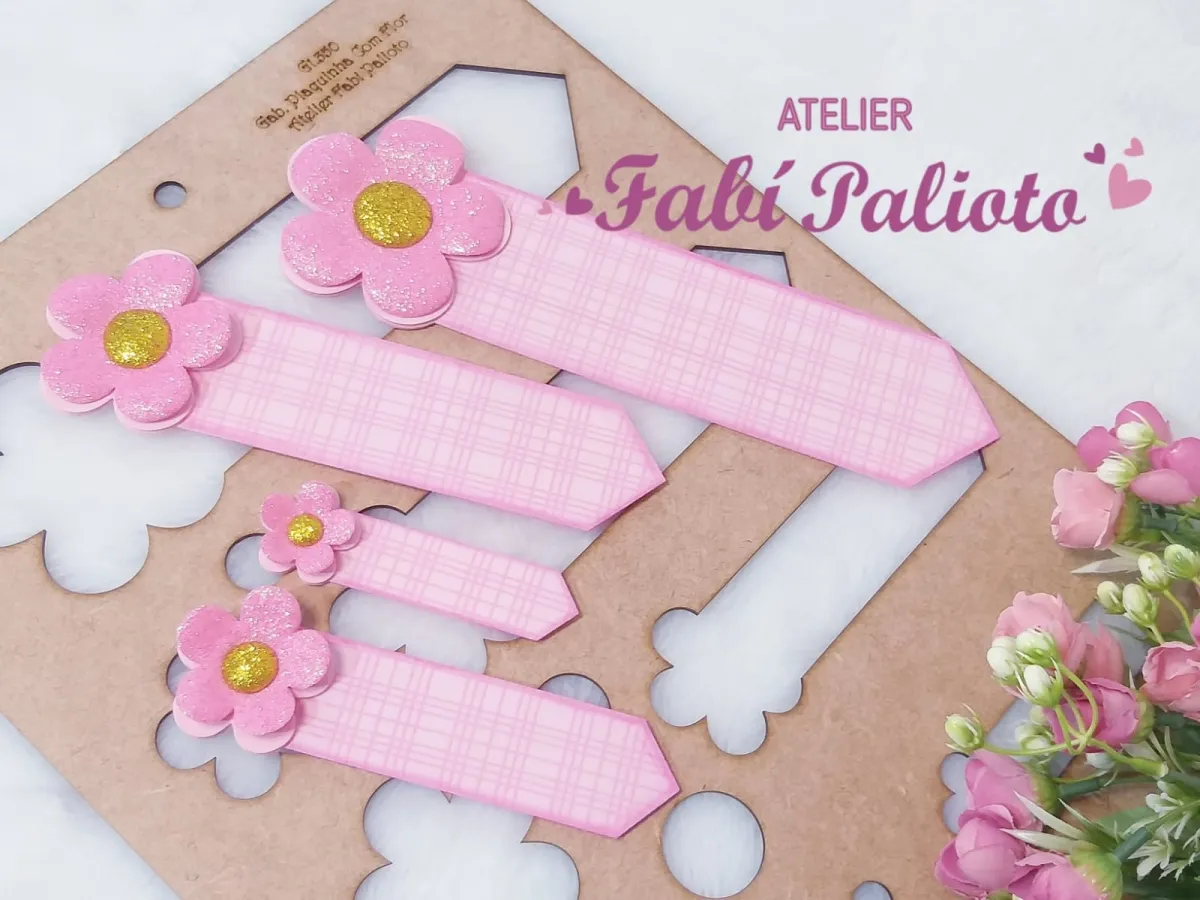 G1.350  Gabarito de Moldes em MDF Plaquinha com flor Imagem