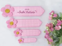 G1.350  Gabarito de Moldes em MDF Plaquinha com flor - Foto 2