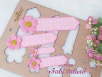 G1.350  Gabarito de Moldes em MDF Plaquinha com flor - Foto 3