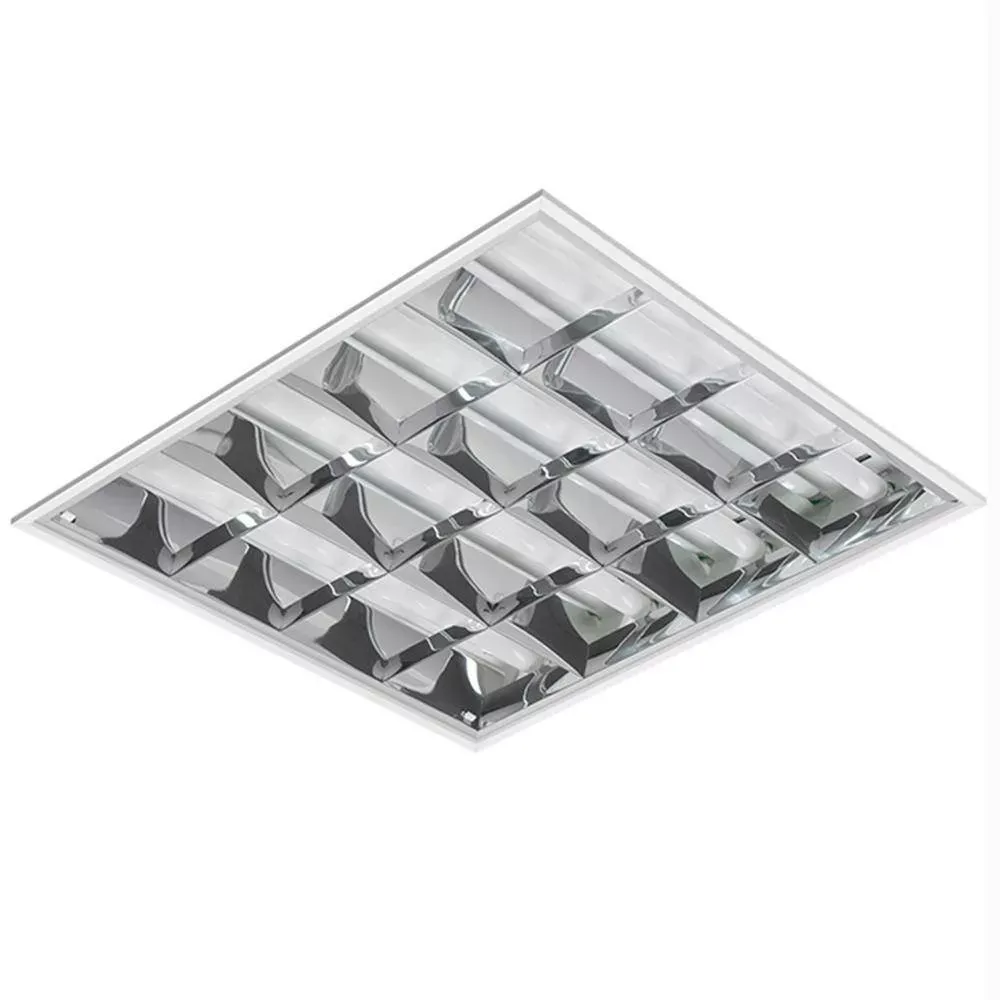 Luminaria Embutir Com aleta cromada Louver 4X9W 4 lampadas de 60cm tuboled ou fluorescente