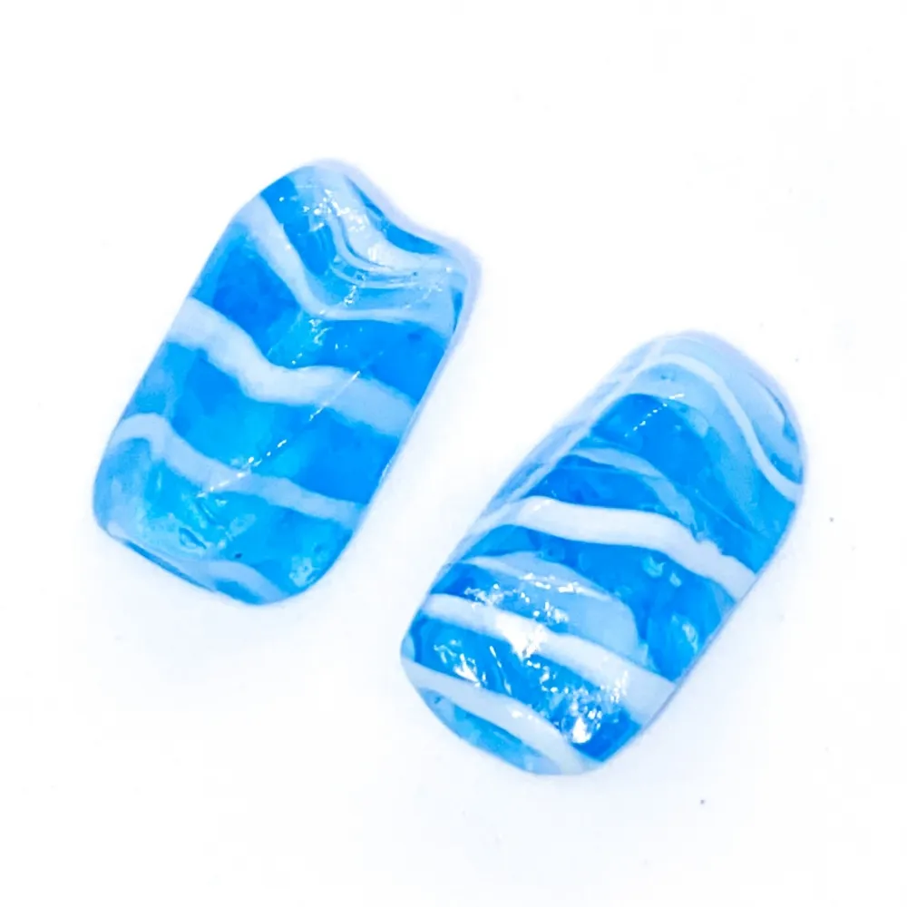 Firma de murano Sextavada Azul Céu e Branca Imagem
