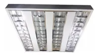 Luminaria Sobrepor Com aleta cromada Louver 4X9W T5 4 lampadas de 55cm tuboled ou fluorescente