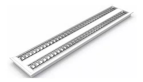Luminaria Soprepor Com aleta cromada Louver 2X18W 2 lampadas T5 de 115cm tuboled ou tubular fluorescente