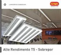 Luminaria Embutir Com aleta cromada Louver 2X18W 2 lampadas T5 de 115cm tuboled ou tubular fluorescente - Foto 4