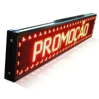Painel  Display Letreiro Led 100cm X 20cm Vermelho WI-FI Externo