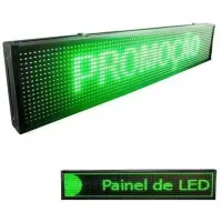 Painel  Display Letreiro Led 100cm X 20cm VERDE WI-FI Externo