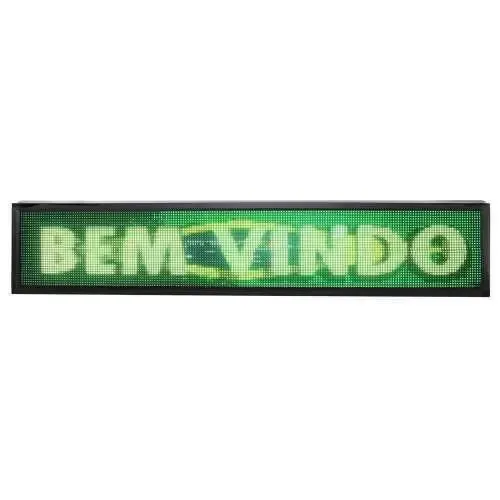 Painel  Display Letreiro Led 100cm X 20cm VERDE WI-FI INTERNO Imagem