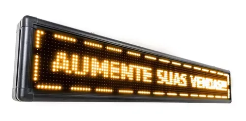 Painel  Display Letreiro Led 100cm X 20cm AMARELO WI-FI INTERNO