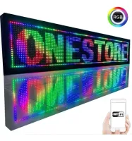 Painel  Display Letreiro Led 130cm X 20cm RGB COLORIDO WI-FI Externo