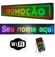Painel  Display Letreiro Led 130cm X 20cm RGB COLORIDO WI-FI Externo - Foto 4