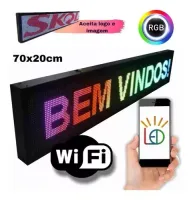 Painel  Display Letreiro Led 130cm X 20cm COLORIDO RGB WI-FI INTERNO - Foto 6