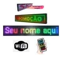Painel  Display Letreiro Led 130cm X 20cm COLORIDO RGB WI-FI INTERNO - Foto 7
