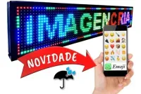 Painel  Display Letreiro Led 200cm X 20cm RGB COLORIDO WI-FI Externo - Foto 2