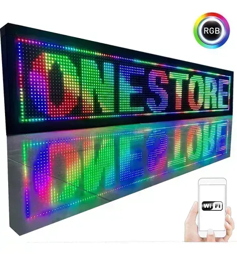 Painel  Display Letreiro Led 260cm X 20cm COLORIDO RGB WI-FI INTERNO Imagem
