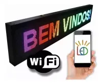 Painel Display Letreiro Led 300cm X 20cm RGB COLORIDO WI-FI Externo - Foto 5