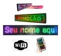 Painel Display Letreiro Led 300cm X 20cm RGB COLORIDO WI-FI Externo - Foto 9