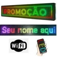Painel Display Letreiro Led 160cm X 40cm RGB COLORIDO WI-FI Externo - Foto 4