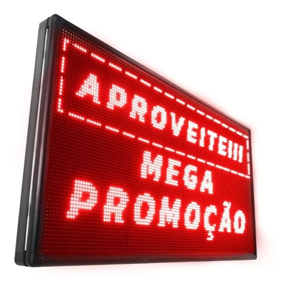 Painel  Display Letreiro Led 100cm X 40cm Vermelho WI-FI interno Imagem